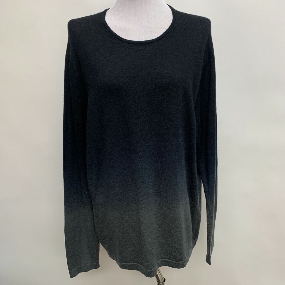 INC International Concepts Women's Sweater Large Black Gray‎ Ombre 100% Wool